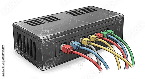 Network Switch with Ethernet Cables Connected