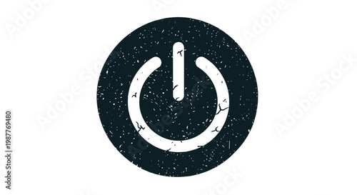 Power Button Icon, Grunge Texture, Start Stop Symbol