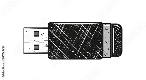 Scratched USB Flash Drive with Metal Connector