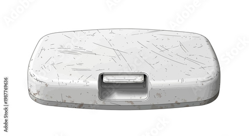Scratched white car sun visor clip on white background