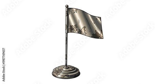 Silver Metal Flag on Stand