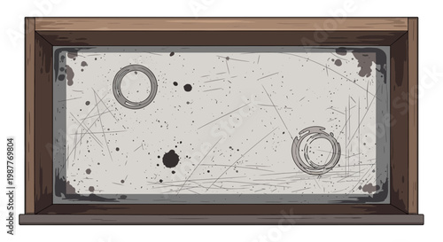 Vintage wooden frame with distressed background and coffee stains