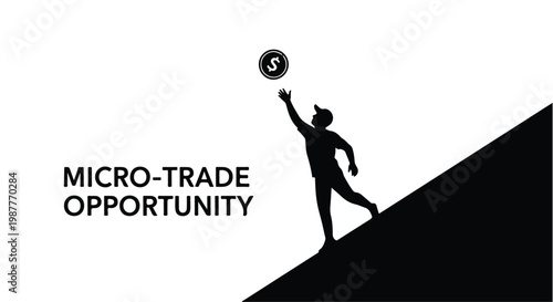 Businessman reaches for a floating coin to represent the concept of micro-trade opportunities.