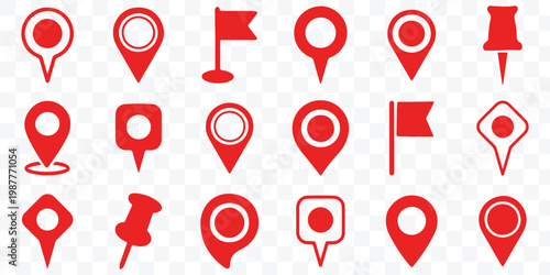 Set of location pin icons. location pin place marker. Location icon. Map marker pointer icon set. Modern map markers. Pin icon vector isolated on transparent background. EPS 10