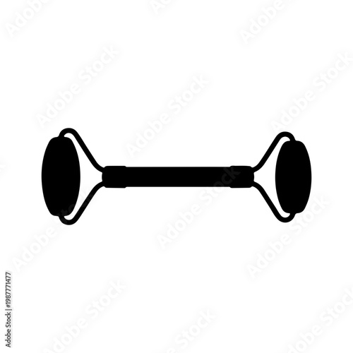 Solid black silhouette of a facial jade roller massage tool for skincare routine Vector illustration