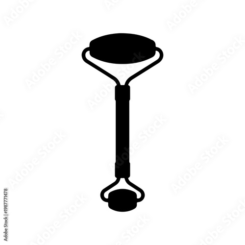 Solid black silhouette of a skincare jade roller dual roller beauty tool Vector illustration