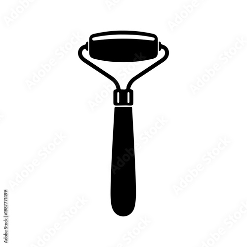 Black facial ice roller tool cylindrical roller for skincare cooling therapy Vector illustration