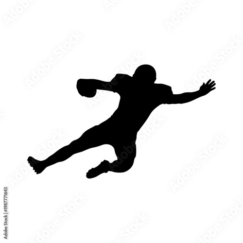 Football player performing sliding tackle dynamic motion sports action Vector illustration