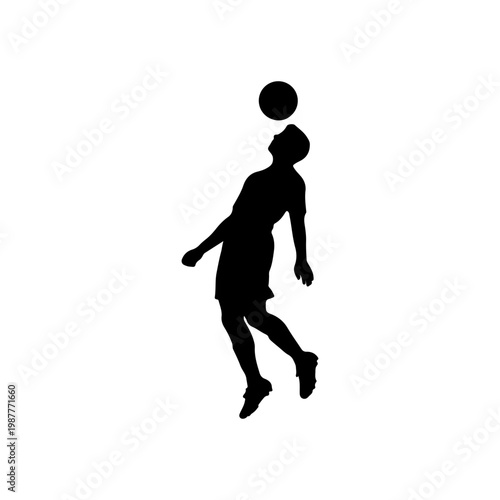 Footballer heading the ball with upward motion sports action concept Vector illustration
