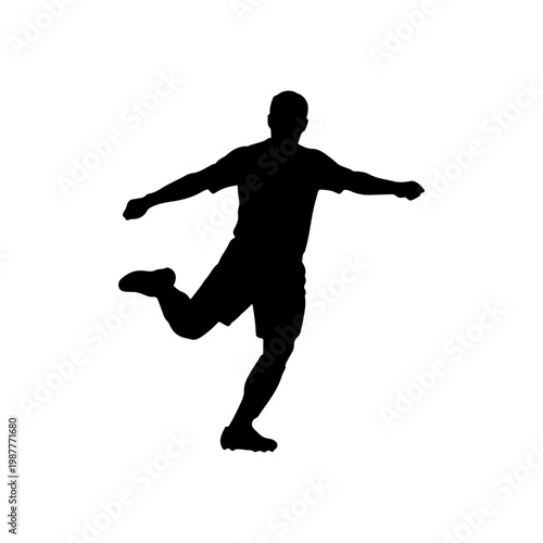 Footballer preparing to kick ball in ready stance sports movement concept Vector illustration