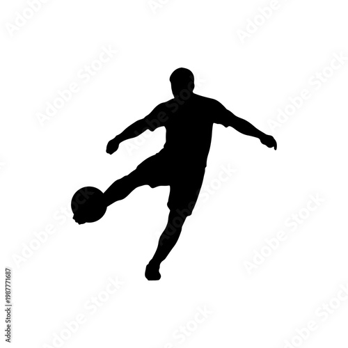 Soccer player in ready stance preparing for kick action sports concept Vector illustration