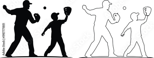 Baseball Players Catching And Throwing Ball In Action Sequence