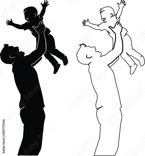 Adult Lifting Child High With Arms Spread Wide Joyfully