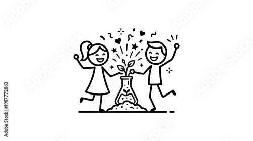 Excited Children Observing a Science Experiment