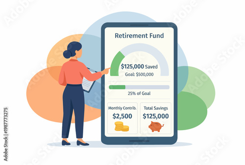 Mobile Retirement Fund Tracking App with Progress Interface