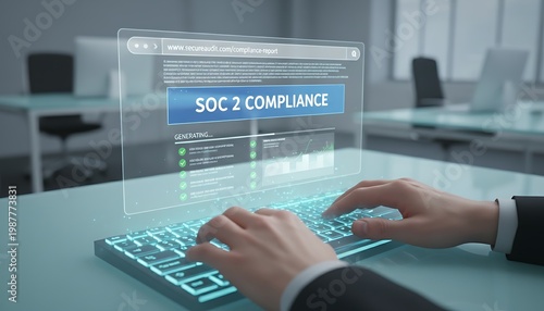 Businessman working on SOC 2 compliance.