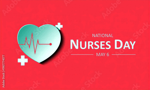 Colorful national nurses day celebration design with heart and medical symbols for may sixth appreciation
