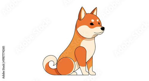 Minimalist Shiba Inu Dog Flat Vector Illustration