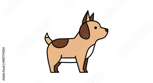 Minimalist Flat Design Puppy Icon Side View