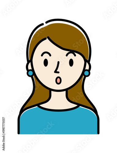 ベクターイラスト素材：驚いてびっくりしている若い女性アイコン