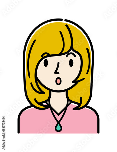 ベクターイラスト素材：驚いてびっくりしている若い女性アイコン
