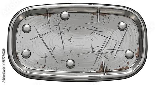 Scratched Metal Plate with Rivets
