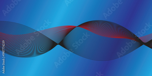Abstract digital waves a vibrant blend of blue red and black tones