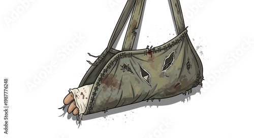 Tattered Arm Sling with Injured Limb