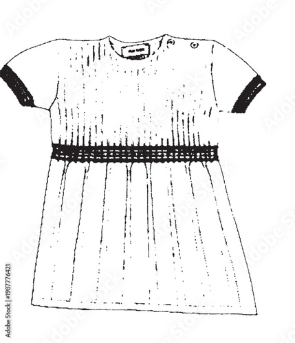 Minimalist Ribbed Knit Baby Dress with Short Sleeves and Contrast Trim