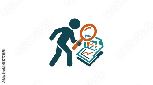 Analyst Examining Financial Reports with Magnifying Glass