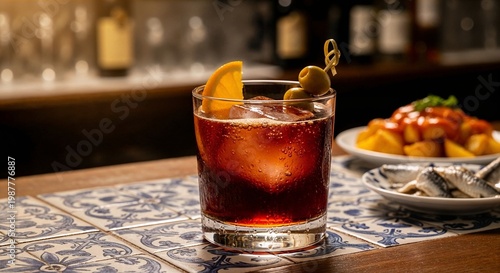 Spanish vermut in traditional copa glass