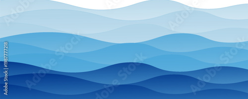 realistic blue gradation paper cut wave abstract background