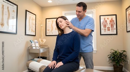 Professional Chiropractor Adjusting Head and Neck of Female Patient