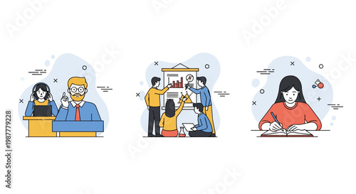 Students and professionals study learn research work collaborate and improve skills for a better future success