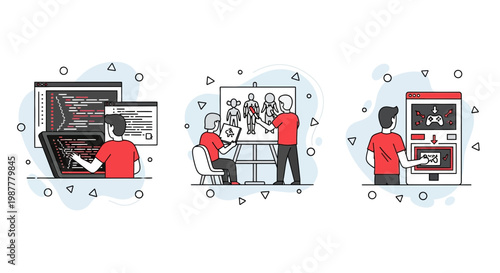 Game dev team code art design test build play work hard fast app ui ux