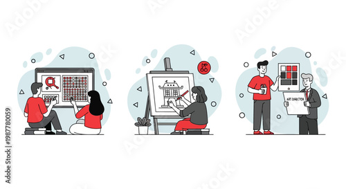 Creative studio team working on digital ui design painting and project tasks for professional business