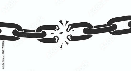 Broken Chain on White Background