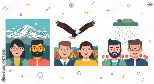 ia dan ibu di mt baker elang di tulip dan hujan di kebun bunga asli