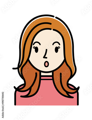 ベクターイラスト素材：驚いてびっくりしている若い女性アイコン