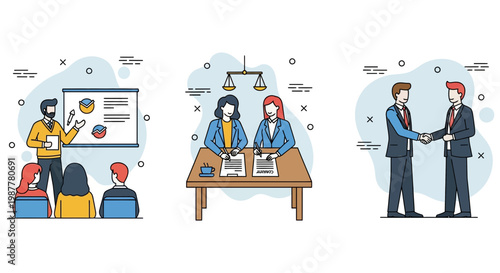 Business deal sign pact work plan bond link join unit part meet show win lead
