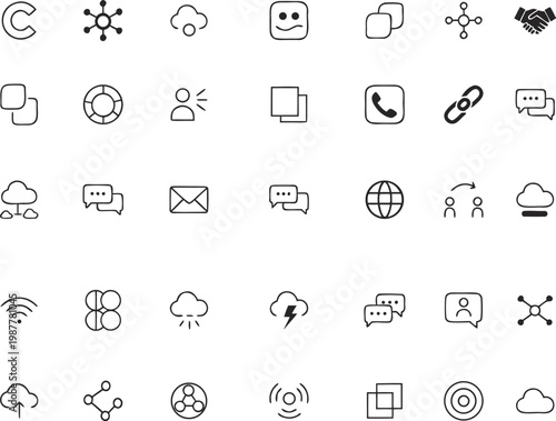Connect outline icon set