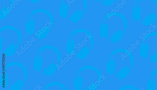 Headphone seamless pattern illustration. Earphone silhouette repeat background. Audio equipment minimal style. Sound device texture design. Digital gadget surface.