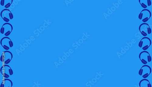 Headphone seamless pattern illustration. Earphone silhouette repeat background. Audio equipment minimal style. Sound device texture design. Digital gadget surface.