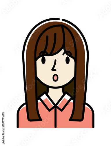 ベクターイラスト素材：驚いてびっくりしている若い女性アイコン