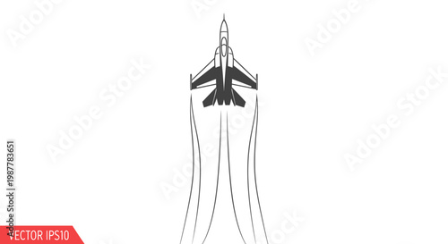 Fighter Jet Ascending with Contrails, Top View
