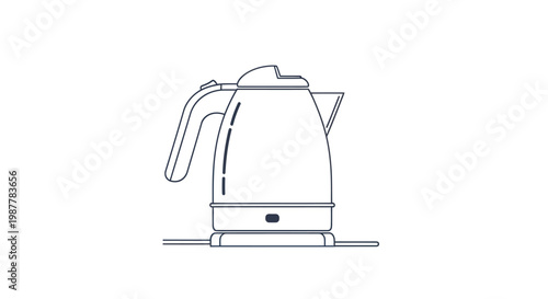 Electric Kettle Line Art Illustration