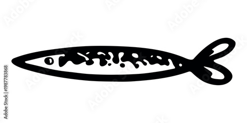 Hand drawn happy funny cute fish Adorable friendly kawaii tropical fish Underwater world sea life ocean Fishing seafood For design, kids print, kids books, nursery decor, coloring pages, logo