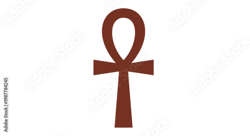 Ancient Egyptian Ankh Symbol, Hieroglyph for Life, Isolated on White Background