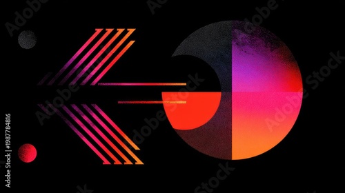 Abstract geometric design with vibrant colors and shapes, creating a modern artistic background