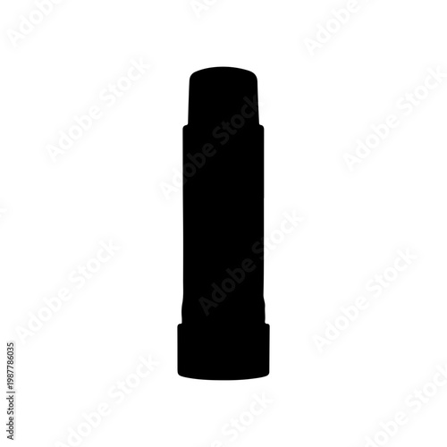 Solid black silhouette of a lip balm stick with smooth cylindrical simple design Vector illustration